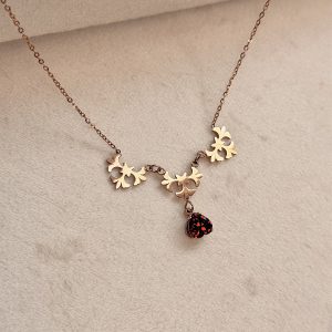 گردنبند استیل طرح گل سنتی