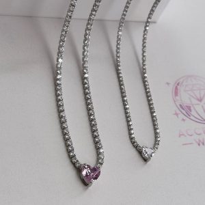 گردنبند تنیسی زنانه  مدل قلبی