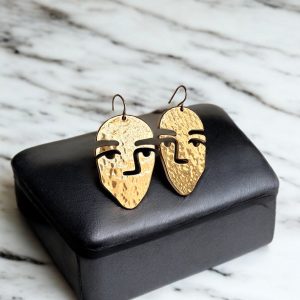 گوشواره زنانه مدل رخ طلایی