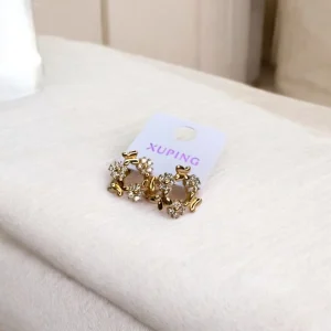 گوشواره ژوپینگ حلقه ای مدل پروانه و گل