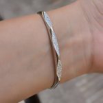 بنگل ژوپینگ چند وجهی نقره ای نگین دار