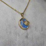گردنبند مینا کاری مدل صدف و مروارید