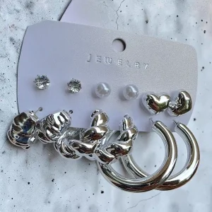گوشواره 6 جفتی درشت مدل silver02