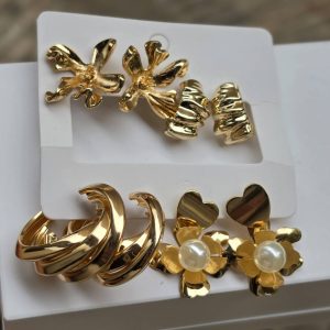 گوشواره 4جفتی طلایی کد 01